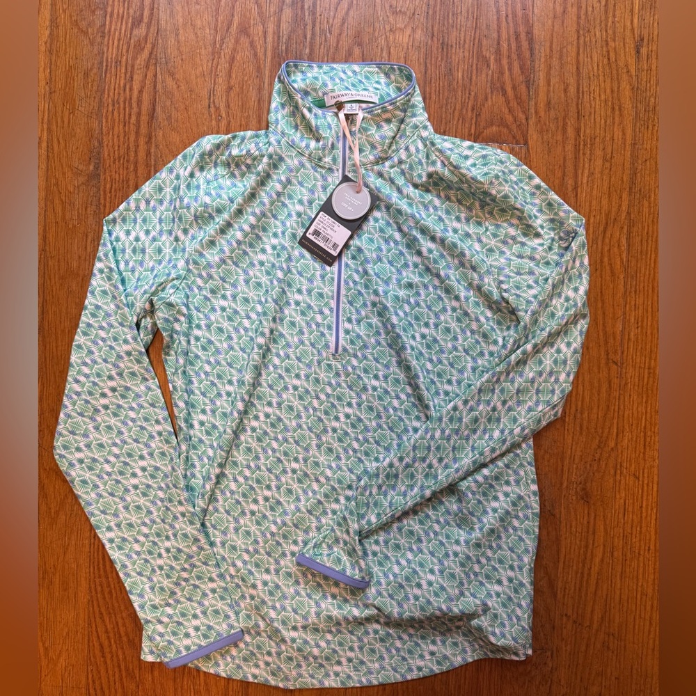 Fairway & Greene Green Patterned Long Sleeve Top